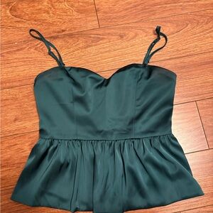 Dynamite Dark Green Satin Camisole Top